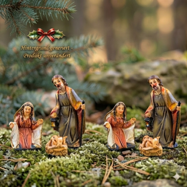 2er Set kleine Krippenfiguren Heilige Familie 3-tlg. , ca. 4,5 cm, YBÖ002